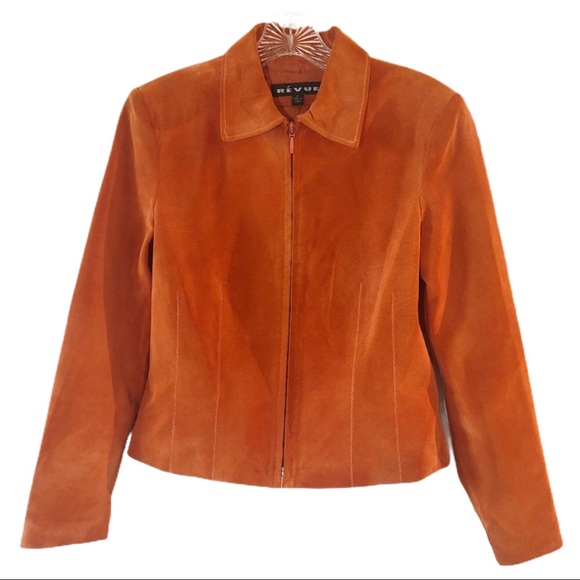 Revue Jackets & Blazers - REVUE Suede Leather Jacket Autumn Orange